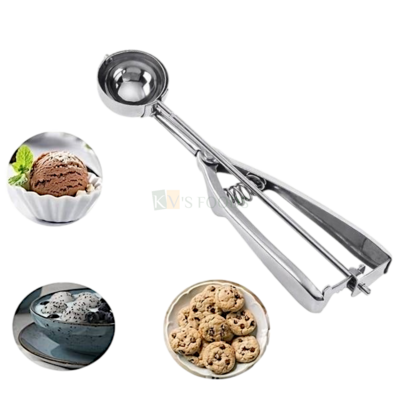 1PC Silver Stainless Steel Big Size 23.5 Cm Ice Cream Scooper with Trigger Release Scoop, Nonstick Anti-Freeze Digger Spoon Fruit Melon Scoop Multifunctional Serving Spoon Kitchen Supplies Tools