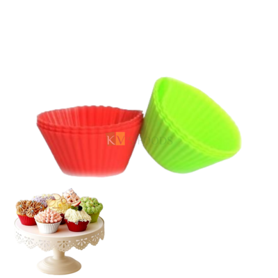 6 PC Silicone Multicolour Silicone Baking Reusable Cupcake Liners Nonstick Muffin Cups Cake Molds Set Standard Size Cupcake Holder Extra Large Muffin Pans Kitchen Baking Cooking Accessories, Birthday
