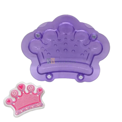 1 PC Transparent Violet 3D Crown Tiara Shape Plastic Polycarbonate Chocolate Mould Baking Tools Magnetic Mold Cake Toppers Kids Girls Princess Queen Birthday Theme DIY Jelly Decorating Mousse Cakes