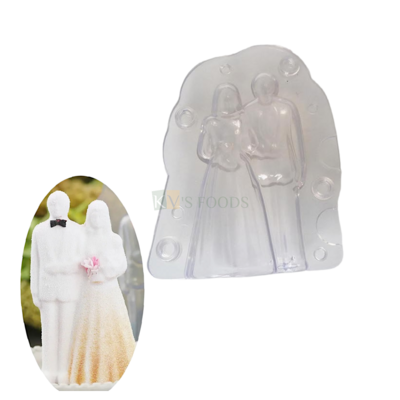1 PC Transparent 3D Couple Polycarbonate Chocolate Mould Baking Tools Magnetic Mold Cake Toppers Bride and Groom Wedding Anniversary Engagement Theme Cakes DIY Jelly Decorating Mousse Cakes