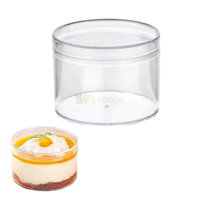 1 PC Acrylic Circle Cake Tub Container Clear Storage Boxes With Lids Size Diameter 4 Inch, Height 3 Inch (Capacity ~400 ML) Minto Box For Candy Ice-Cream Cakes Chocolates, Mousse Dessert like Pudding