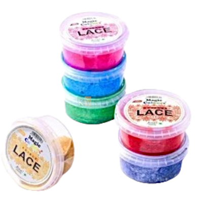 1 PC Magic Colours Edible Lace Paste for Cakes in different Colours White, Silver, Golden, Ready to use Sugar Lace, Cake Lace White Icing Sugar Paste for Cake Decorations Birthday Wedding Theme