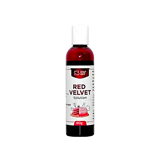1 PC Red Velvet Solution (60g) Sugar Shine India, Emulsion Cake mix for Natural Colour and Aroma, Syrup Liquid, Suitable for making special Red Velvet Cakes, Love, Valentine Theme Cakes