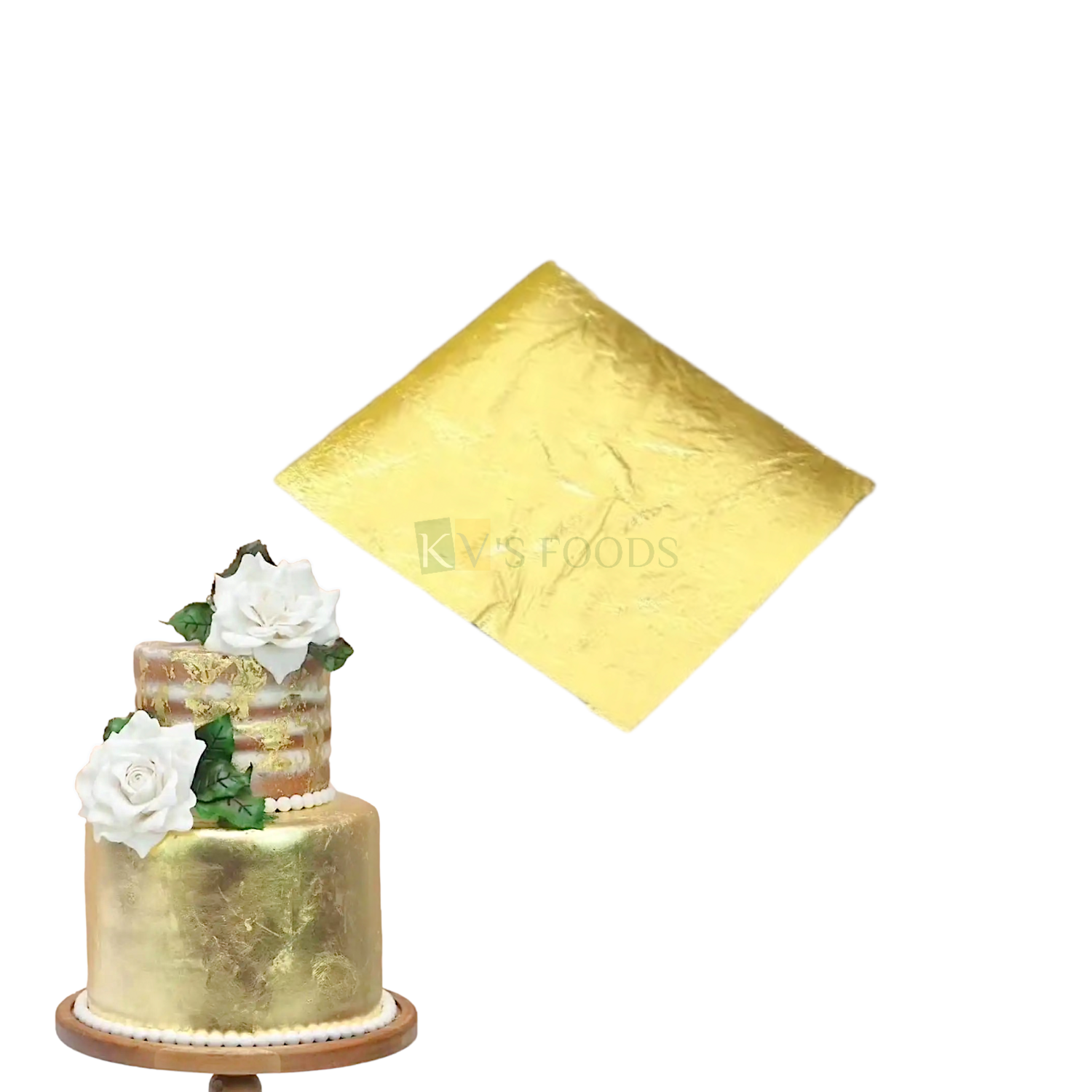 1 PC Gold Edible Leaves for Cakes, Sweets Golden Vark for Cake Decorations, Chocolates, Desserts, Birthday Cakes, Wedding Anniversary Cakes, Engagement, Love, Valentine Theme Cakes
