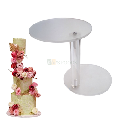 1 PC Transparent Acrylic Big Moving Spacer for 2 Tier Weddings Cakes Anniversary, Engagement Cakes, Movable Upper and Lower Stand for Your Tall and Small Cakes, Structure Cake Stand