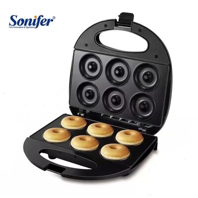 Sonifer Donut Maker Machine 750W SF-6066, Electric Donut Maker for breakfast Anytime Anywhere with Non-Stick Plate, 6pcs Heart Shaped cavity