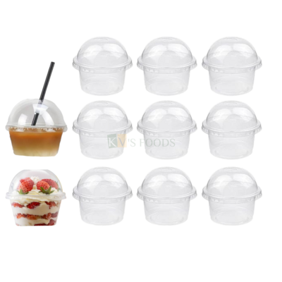 25 PCS Size 3.1 X 3 Inch Height, Capacity ~ 75 ML Plastic Mini Dessert Cups with Dome Lids and Straw Hole Multi-Purpose Clear Transparent Disposable Birthday Party for Mousse Drinks Pudding
