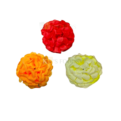 6 PCS Multicolour Small Non-Edible Marigold Peony Flowers in Different Colours Length 1.6 Inch for Birthday Wedding Anniversary Engagement Cakes Function Home Without Stem DIY Crafts Wall Decorations