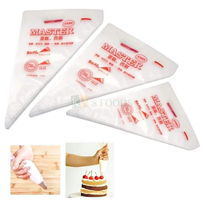 100 PCS Food Grade Plastic Icing Piping Bags Pastry Fondant Flower Cake Decorating Bag Tool in Different Sizes Small, Medium Large Pastry Bag Decorating Reusable Anti-Skid Bags for Cookies Desserts