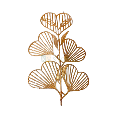 1 PC Golden Non-Edible Shiny Heart Shape Leaf Stick Length 5.6 Inch for Wedding Anniversary Engagement Christmas Cakes Functions Cake Topper, Insert Bouquet Vase Leaves Decorations, Crafts Wall Decor