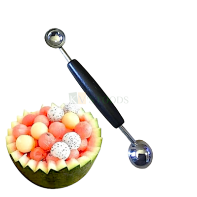 1 PC 2in1, Dual-Head Fruit Scoop, Stainless Steel Fruit Ball Digger, Reusable Double-end Watermelon Spoon, Creative Ice Cream Scoop, Fruit Digging Spoon Sorbet Meatball Kitchen Stuff, Kitchen Supplies