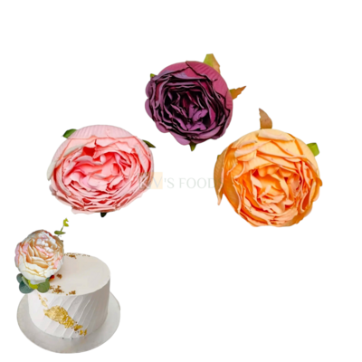 1 PC Multicolor Medium Non-Edible Rose Poeny Flower Length 2.6 Inch for Birthday Wedding Anniversary Engagement Christmas Cake Cupcake Function Decorations DIY Crafts Wall Home Hair Accessory Decor