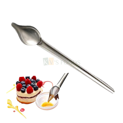 1 PC Stainless Steel Silver Colour Large Drizzling Spoon 8.8 Inch Long for Decorating Cakes, Cupcakes, Cookies, Brownies, Garnishing, Chocolate Spoon Decorating Pencil Writing DIY Plate Decorations