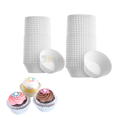 500 PCS Paper Grease proof Circle White Colour Small and Medium Cupcake Liner Diameter 5.5, 6.5 Inch Muffin Cases Desserts Ferrero Rocher Chocolates Kitchen Baking Birthday Wedding Party