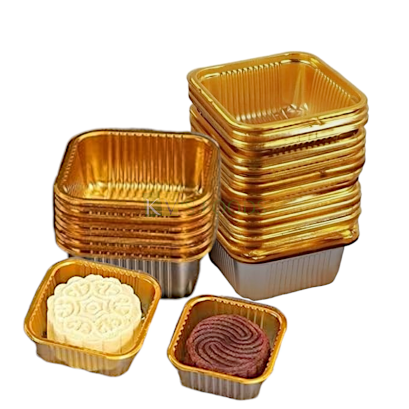 50 PCS Square Golden Transparent Disposable Mini Brownies 
Cupcakes Tins Size 2.5 Inch Top Diameter Muffins, Cookies, Small Doughnuts Bowl Pans, Great for Tart, Birthday Party