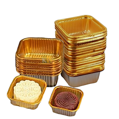 50 PCS Square Golden Transparent Disposable Mini Brownies
Cupcakes Tins Size 2.5 Inch Top Diameter Muffins, Cookies, Small Doughnuts Bowl Pans, Great for Tart, Birthday Party