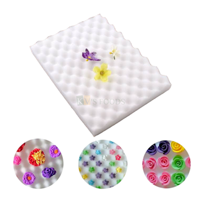 1 PC White Rectangle Foam Pad Size 7.4 x 9.7 Inch for Flowers Petals Shaping, Cake Flower Mould Reusable Wave Sponge Drying Mat Lightweight Bakeware Fondant Tools, Gum Paste Cake Decorations