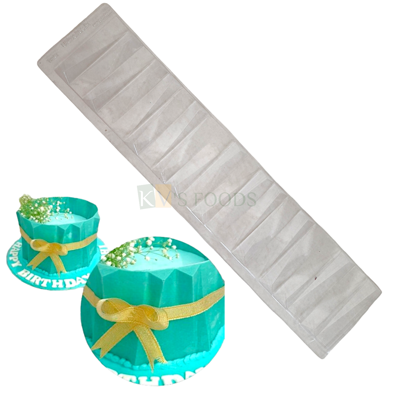 1 PC Transparent Clear Origami Big Twist Design Chocolate Transfer Sheet Size 19.5 x 4.5 Inch Lace Cake Side Decorating Tools Zig zag Lines Origami Cake Border Mould, Cake Decor Tool, Embossing Mould