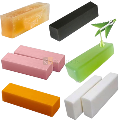 1 PC Retangular Natural Glycerine Paraben Sulphate Free Melt and Pour Soap Base Bar in Multiple Colours for Soap Making Size 12.7 x 2.9 x 1.6 Inch (Weight 950 - 1 KG) Papaya Aloevera Charcoal Flavour
