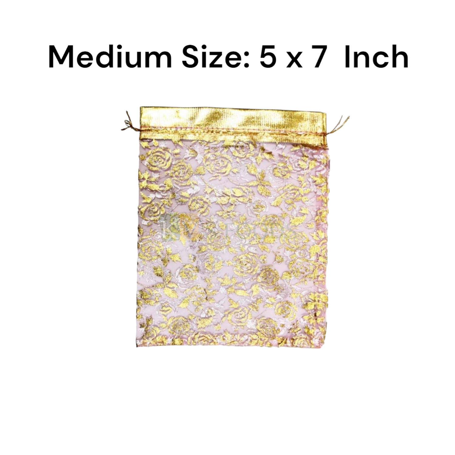10 PCS Shiny Fancy Golden Multicoloured Organza Rope Handle Synthetic Potli Gift Bags in Different Sizes