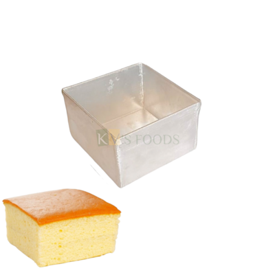 1PC Size 4 x 4 x 2.5 Inch, Capacity ~ 300 Grams Aluminium Baking Pan Silver Square Small Loaf Bread Cake Mould Bakeware Mousse Pudding Cheese Friut Chocolate Cakes Container Mold Tins Tray for Ovens