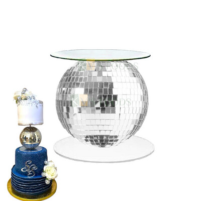 1PC Disco Ball Globe Cake Spacer for Multi Layer Cake Decoration, Disco Ball Cake Display Stand for Disco Pub 70s Theme Night Out Birthdays Theme