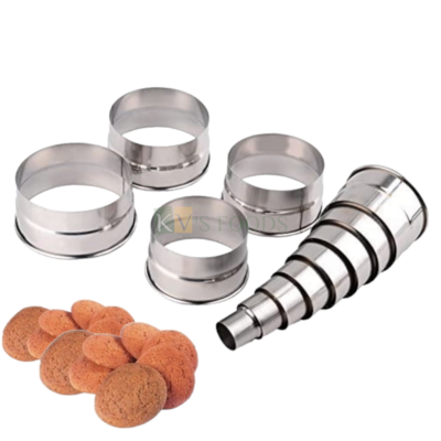 12 PCS Silver Stainless Steel Cookies Cutters in Different Sizes Diameter 1, 1.4, 1.6, 1.8, 2.2, 2.5, 2.7, 3, 3.2, 3.5, 3.8, 4 Inches Circle Round Shape Ring, Biscuits Sandwich Chocolate Cakes Moulds