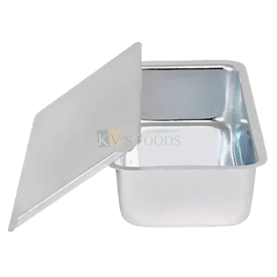 1PC Silver Rectangle Ice-cream Box With Lid Bottom Size 6.4x2.9x2 Inch, Capacity ~490 Gm Baking Aluminium Loaf Bread Cake Moulds Bakeware Pan, Mousse Pudding Cheese Cakes Mould Tins Tray for Ovens