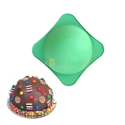 1PC Small Size Diameter 4.5 Inch Capacity ~ 250 Gm, Green Silicone Half Semicircle Pinata Ball Mould Chocoloate Mould, Spherical Dome Smooth Mold Bombshell Surprise Cake Mold Planet Satellite Theme