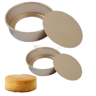 1PC Size 4, 10 Inch Capacity ~ 100 Grams, 1 Kg Non-Stick Carbon Steel Hollow Baking Pan with Loose Bottom Gold Brown Circle Mould Bakeware Mousse Pudding Cheese Cake Containers Mold Tins Tray Ovens