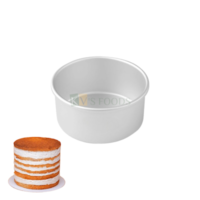 1PC Size Diameter 5 Inch, Height 2.5 Inch Capacity ~ 400 Grams Aluminium Baking Pan Silver Circle Round Small Loaf Bread Cake Mould Bakeware Mousse Pudding Cheese Cake Containers Tins Tray for Ovens