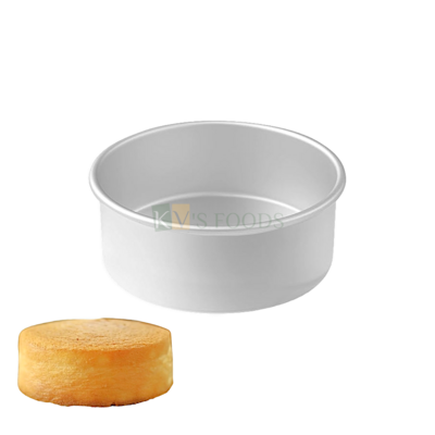 1PC Size Diameter 6 Inch, Height 2.5 Inch Capacity ~ 500 Grams Aluminium Baking Pan Silver Circle Round Small Loaf Bread Cake Mould Bakeware Mousse Pudding Cheese Cake Containers Tins Tray for Ovens