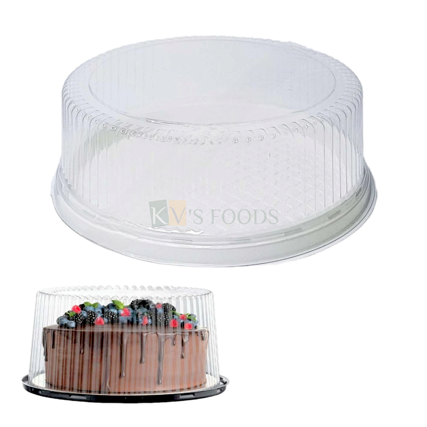 1PC Height 4 Inches Capacity ~1/2 Kg (8 Inch) Base Cake Container with Lid, 2 in 1 Transparent Plastic Circle Cake Carriers Holder Reusable Box, Can be used for Storing Cookies, Bakery Accessories