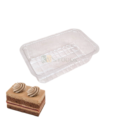 100 PCS Size 3.5 x 2.7 Inches, Height 1.2 Inches Capacity ~100 Grams Transparent Plastic Rectangle Pastry Pacakging Tray Disposable Box, Mousse Pudding Bakery Accessories, Pastry Deep Container