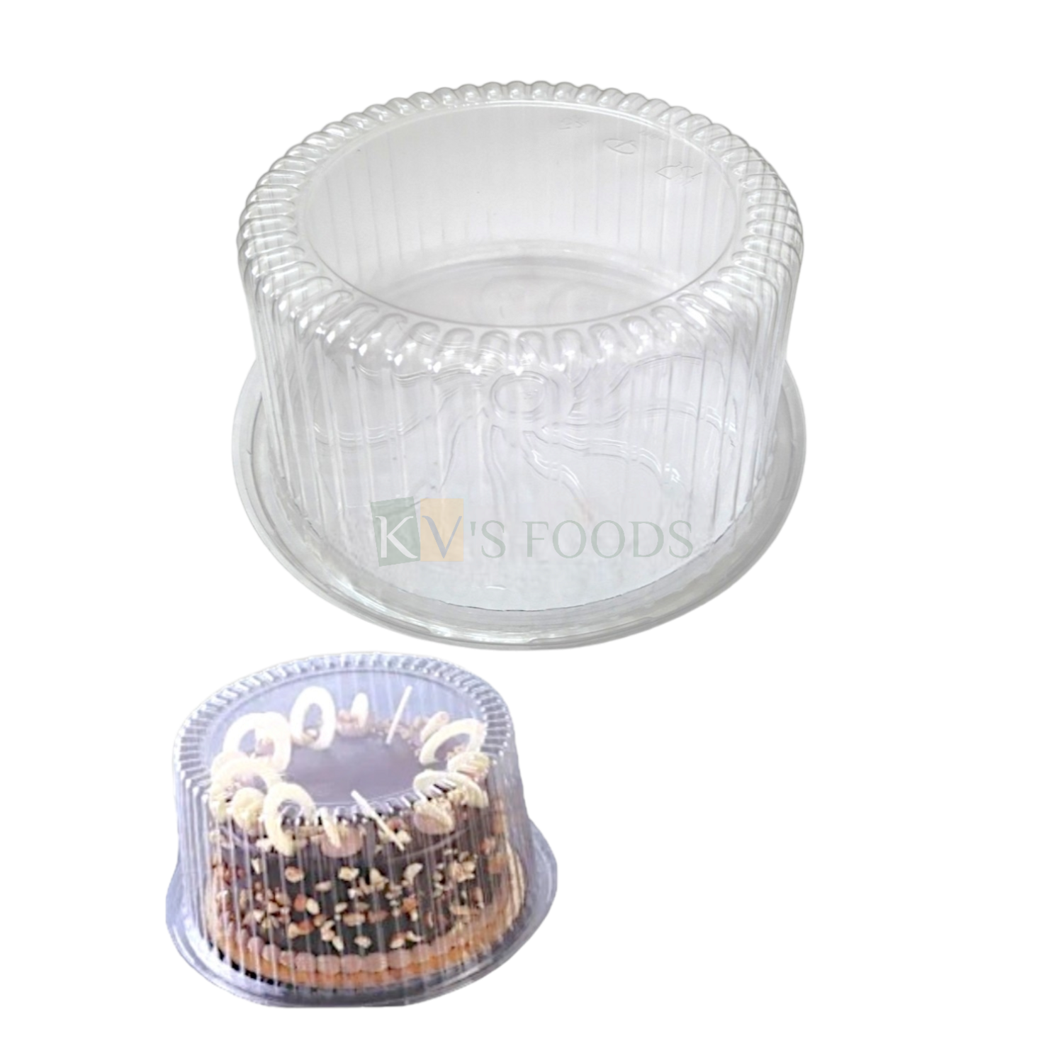 1PC Height 4.9 Inches Capacity ~1/2 Kg (8 Inch) Base Cake Container with Lid, 2 in 1 Transparent Plastic Circle Cake Carriers Holder Reusable Box, Can be used for Storing Cookies, Bakery Accessories