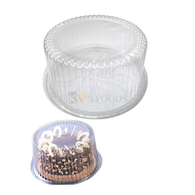 10PCS Height 4.9 Inches Capacity ~1/2 Kg (8 Inch) Base Cake Container with Lid, 2 in 1 Transparent Plastic Circle Cake Carriers Holder Reusable Box, Can be used for Storing Cookies, Bakery Accessories