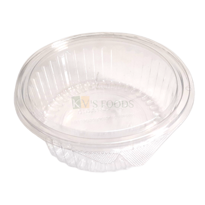 5 PCS Size 6 x 6 Inches, Height 2.6 Inches Capacity ~32 OZ/900 ML Hinged Food Packaging Container with Flat Lid, Bakery Accessories, Round Transparent Deep Circle Box Show Bowl Clamshell Container