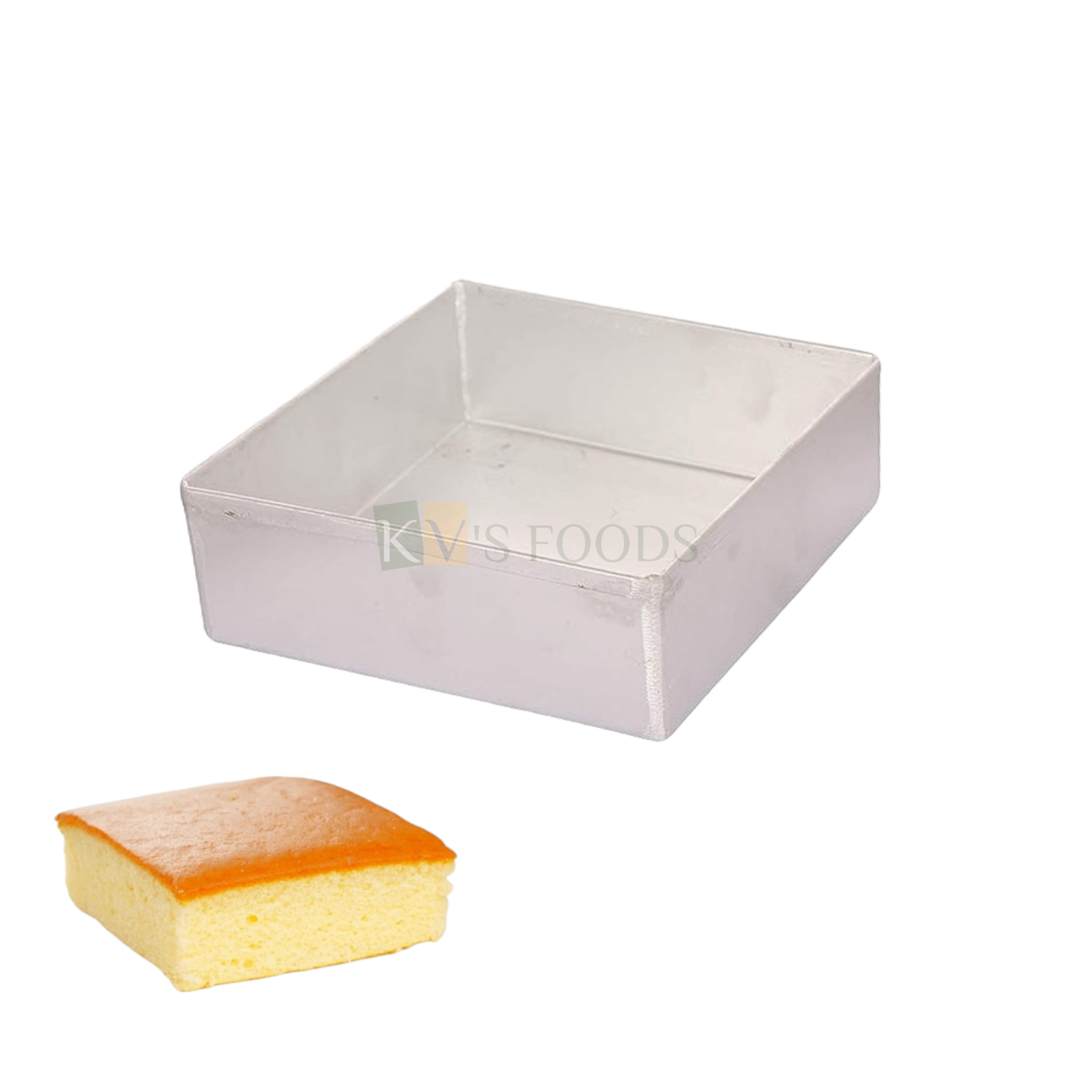 1PC Size 7 x 7 x 2 Inch Capacity ~ 600 Grams Aluminium Baking Pan Silver Square Medium Loaf Bread Cake Mould Bakeware Mousse Pudding Cheese Friut Chocolate Cakes Containers Mold Tins Tray for Ovens