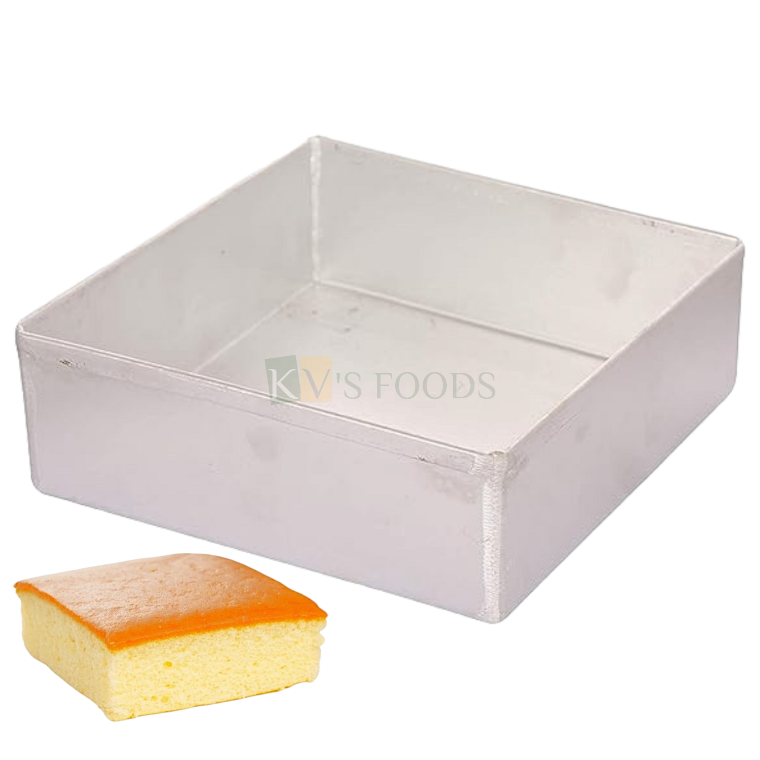 1PC Size 11 x 11 x 2 Inch Capacity ~1.5 Kg Big Aluminium Baking Pan Silver Square Loaf Bread Cake Mould Bakeware Mousse Pudding Cheese Chocolate Fruit Cakes Containers Mold Tins Tray for Ovens