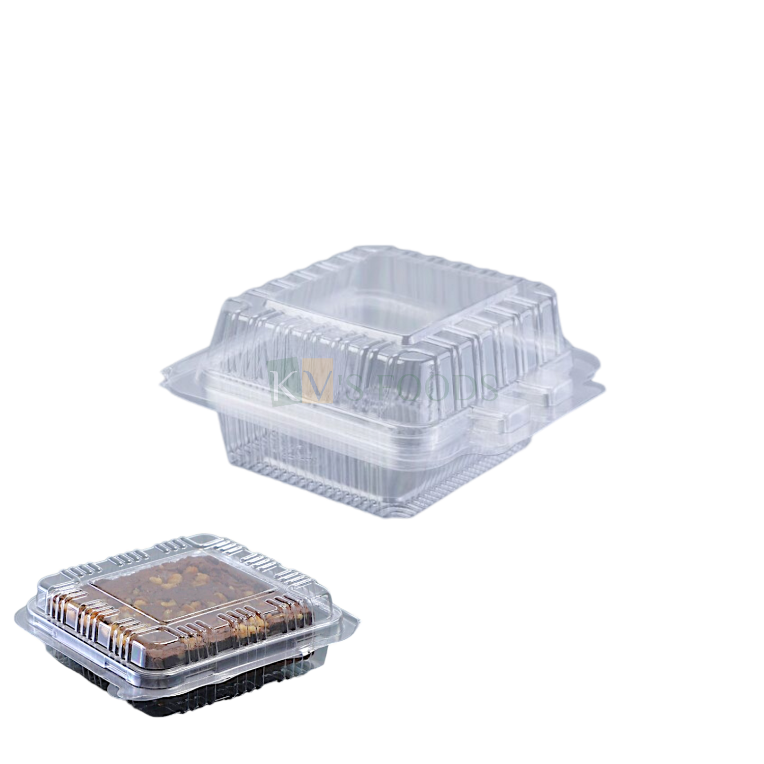 10 PCS Size 2.1 x 2.1 Inch, Height 1.6 Inches Capacity ~50 ML Hinged 1 Brownie Square Packaging Container with Dome Lid Bakery Accessories Transparent Small Deep Food Box Show Bowl Clamshell Container