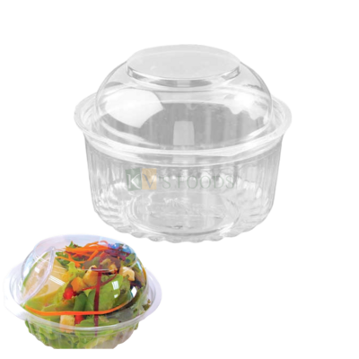5 PCS Size 4 x 4 Inches, Height 3.5 Inches Capacity ~150 ML Hinged Food Packaging Container with Dome Lid Bakery Accessories Small Round Transparent Deep Circle Fruit Box Show Bowl Clamshell Container
