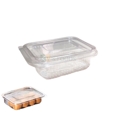 10 PCS Size 3.7 x 3.2 Inches Height 1.4 Inches Capacity ~100 ML Rectangle Small Hinged 1 Brownie Packaging Container with Flat Lid Bakery Accessories Transparent Deep Pastry Show Bowl Clamshell Box