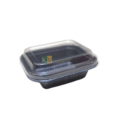 25 PCS Size 4.1 x 3.7 Inches Height 1.6 Inches Capacity ~120 ML Rectangle Small Black 1 Brownie Packaging Container with Flat Transparent Lid Bakery Accessories Deep Pastry Food Box