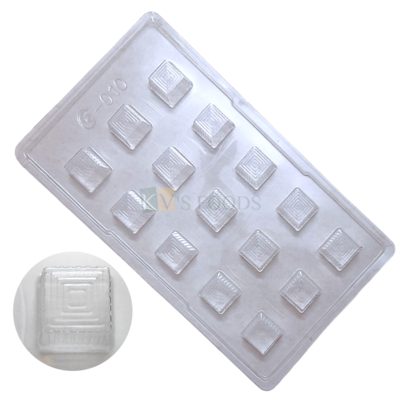 1 PC Size 11.4 x 6.5 Inches, Thickness 1.6cm Rectangle 15 Cavity Square PVC Chocolate Mould Transparent Candy Molds Chocolate Mould Garnishing Gummy Jelly Ice Cube Making DIY Birthday Cake Decorations