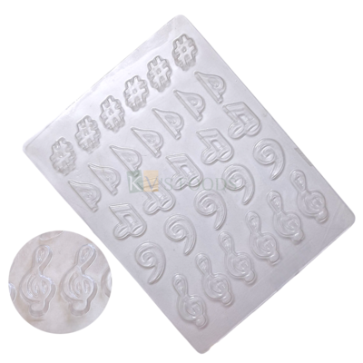 1 PC Size 9.4 x 7.2 Inches, Thickness 1 cm Rectangle 29 Cavity Musical Notes Symbols PVC Chocolate Mould Transparent Comma, Hashtags Candy Molds Chocolate Mould Garnishing DIY Cake Decorations