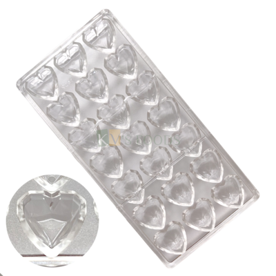1 PC Size 10.7 x 5.2 Inches, Thickness 1 Inch Rectangle 21 Cavity Heart Shape Polycarbonate Chocolate Mould, Gummy Jelly Candy, Ice-cubes Mold Birthday, Wedding Anniversary Theme DIY Cake Decorations