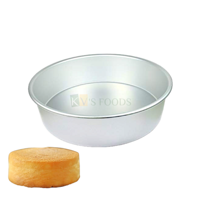 1PC Size Diameter 9 Inch, Height 3 Inch Capacity ~ 1.5 Kg Aluminium Baking Pan Silver Circle Round Loaf Bread Cake Mould Bakeware Mousse Pudding Cheese Cake Containers Tins Tray for Ovens
