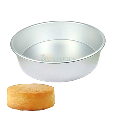 1PC Size Diameter 12 Inch, Height 3 Inch Capacity ~ 2 Kg Aluminium Baking Pan Silver Circle Round Loaf Bread Cake Mould Bakeware Mousse Pudding Cheese Cake Containers Tins Tray for Ovens
