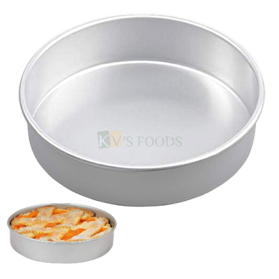 1PC Size Diameter 16 Inch, Height 2.5 Inch Capacity ~2.5 Kg Aluminium Baking Pan Silver Circle Round Loaf Bread Cake Mould Bakeware Mousse Pudding Cheese Cake Containers Tins Tray for Ovens