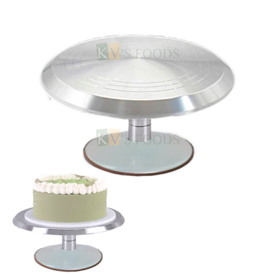 1PC Stainless Steel Detachable 360° Heavy Duty Rotating Cake Turntable Diameter 12.2 Inch,Height 5 Inch for Cakes, Cupcakes Decorating Supplies, Shaping Cakes, Display Presentation Stands Nonslip Base